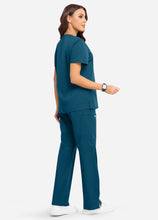 Load image into Gallery viewer, Women&#39;s Classic V-Neck Scrub Set with 7 Pockets in Peacock Blue
